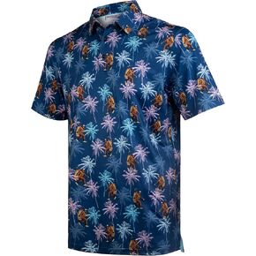 Men's Golf Shirts Short Sleeve Moisture Wicking Print Patterns Collared Performance Polo Golf Shirts for Men Dry Fit