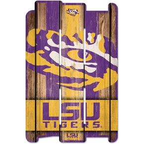 Wincraft NCAA Louisiana State University Wood Fence Sign, Black