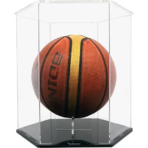Basketball Display Case Collectibles Display Box Acrylic Display Case Dust Protection Display case Cube Organizer Stand Suitable for Football Basketball Helmets and Souvenirs(13.4×11.8×13.4 inch)