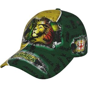 Jamaica Flag Baseball Cap Unisex Novelty Lions Printed Hat Map Badge Baseball Hats Dad Cap Jamaica Hat for Men and Women