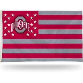 Rico Industries NCAA Ohio State Buckeyes Stars & Stripes 3' x 5' Banner Flag Single Sided - Indoor or Outdoor - Home Décor