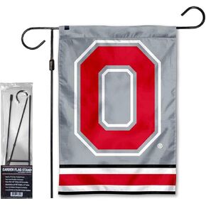 Ohio State Buckeyes Garden Banner Flag with Flag Pole Stand Set