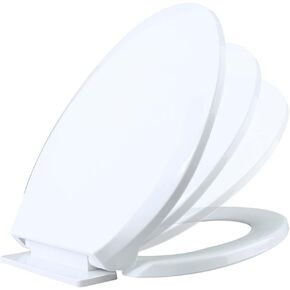 Renovators Supply Manufacturing Black Plastic Soft Close Elongated Toilet Seat Quiet-Close Lid, Contoured Seat Easy to Install and Clean, Grip-Tight Bumpers with Adjustable Mounting Hardware