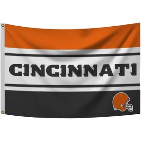Cincinnati Football Team Fans Flag 3x5 FT with Brass Grommet，150D Polyester，Vivid Color Suitable for Indoor/Outdoor