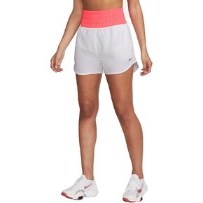Nike Dri-FIT One Women's Ultra High-Waisted 3" Brief-Lined Shorts (White/Hot Punch/Hyper Royal, FJ1832-101)