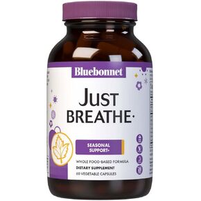 Bluebonnet Nutrition Targeted Choice Just Breathe, Seasonal Relief Whole Food-Based Formula, Allergies, Clear Breathing, Soy-Free, Gluten-Free, Non-GMO, Kosher, 60 Vegetable Capsules, 30 Servings