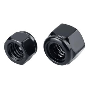 1/4-20 Black Hex Lock nut (50 pcs), 304 Stainless Steel 18/8, Nylon Insert Lock nut, Nylock Nuts for Bolts, Fayeploo