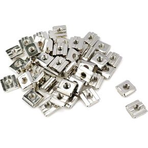 Xiaoyztan 50 قطعة M6 - ثقب الخيط 3030 سلسلة T-صواميل درجة 8.8 مطلية بالنيكل من الفولاذ الكربوني مربعة الشكل مناسبة لملف بثق الألومنيوم القياسي بفتحة T 8 مم in Kuwait