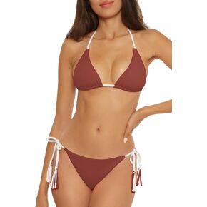 BECCA Women's Modern Edge Reversible Triangle Top and Tie Side Bottom Bikini Set, Adjustable, Two Piece Swimsuits