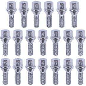 MOTOKU 20Pcs Silver M12x1.25 Wheel Lug Bolt Lug Nut Bolts Shank Length 28mm for Chrysler 200 2015-2017 for Jeep Compass 2018-2021 Renegade Cherokee 2014-2022 for Fiat 500X 16-22 for Dodge Dart 13-16
