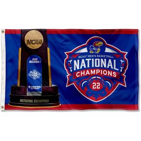 Kansas KU Jayhawks 2022 Basketball National Champions 3x5 Banner Flag