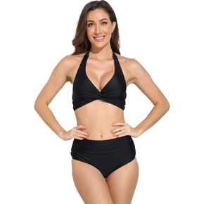NUUR High Waisted Bathing Suit for Women Ruffle Off Shoulder Swimsuit Flounce Bikini Tummy Control
