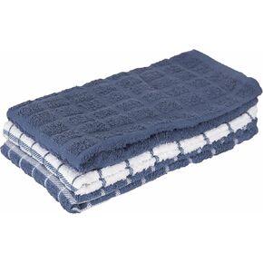 Ritz 100% Cotton Terry Kitchen Dish Towels, Highly Absorbent, 25" x 15", 3-Pack, Federal Blue