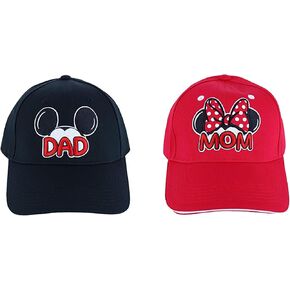 Mickey Dad Black & Minnie Mom Red Baseball Caps Men and Women Set- 2 Pack