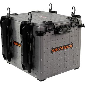 YakAttack BlackPak Pro Kayak Fishing Crate - Includes 4 Attachable Fishing Rod Holders, 13" x 16" - Battleship Grey | Kayak Fishing Accessories