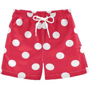 Polka Dots Red Boys Swim Trunks Swimwear Toddler Swim Shorts Kids Bathing Suits