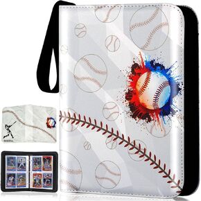 Trading Card Binder with Sleeves,Card Albums Baseball Cards Binder 2024,4 Pocket Yankees Baseball Card Sleeves,Fits 400 Cards Baseball Binder with 50 Removable Sleeves(baseball-400)