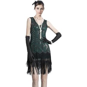 FUNDAISY Women's Flapper Dresses 1920s Sequin Fringed Sleevelss Costumes