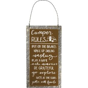 Primitives by Kathy Hanging Decor - Camper Rules Galvanized Metal Sign