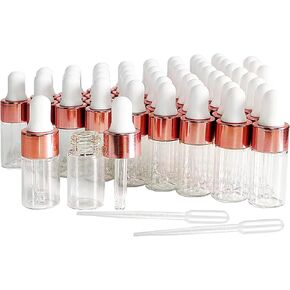 50 Pcs Mini Glass Dropper Bottle 3ml Clear Glass Dropper Bottles for Essential Oil, Sample Containers,Perfume Liquid