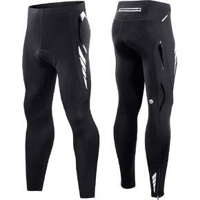 Men's Bike Pants 4D Padded Cycling Tights Cold Weather Long Bicycle MTB Leggings with Pocket Winter Cycle Wear