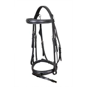 Horse English Dressage Fancy Stitch Leather Flash Bridle 803MIB02