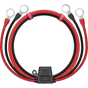3/8" Ring Eyelet Terminal Battery Boost Cable Heavy Duty 30A Fuse 12V/24V 12AWG Cord 6Ft