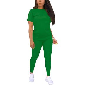 TOPONSKY Corto Two Piece Workout Outfits Biker Short Sets Sports 2024 Green L