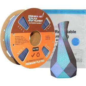 ATARAXIA ART Silk PLA Filament 1.75mm Tricolor Shiny 3D Printer Filament,Dimensional Accuracy +/-.03mm 1Kg/2.2lb Spool Fits Most FDM 3D Printers, with Filament Storge Bags, Silk PLA Gold Copper Blue