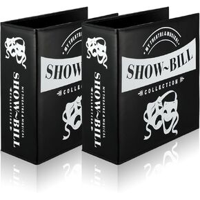 Sinload 2 Set Show Bill Binder with Sleeves for Broadway and Theatre 3 Ring Theater Program Holder with 40 Sheet Protectors PU Leather Play Bill Binders Theater Gifts Broadway Playbill Holder