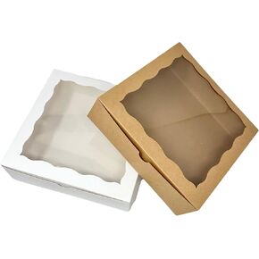 White Pie Boxes with Window, 9 x 9 x 2.5 - (12 pack) Bakery Boxes Cookie Boxes, Treat Boxes for Pies, Pastries, Donuts and Muffins