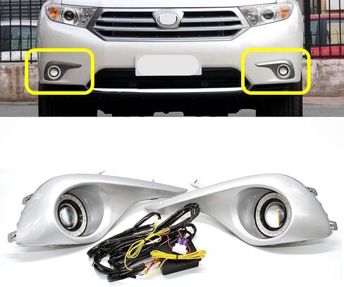 LED Fog Lights Assemblies Fit for 2011 2012 2013 Highlander Daytime Running Light DRL With Amber Sequential Turn Signal Driving Lights in Saudi Arabia