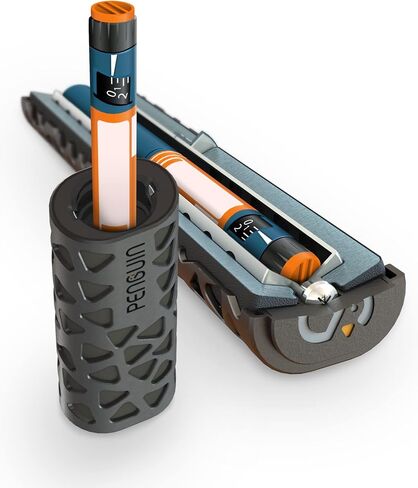 حقيبة سفر Penguin Insulin Cooler - حقيبة تبريد قلم الأنسولين السكري قابلة لإعادة الاستخدام ويمكن التحكم بدرجة حرارتها - تحافظ على برودة الأنسولين في علاج مرض السكري لمدة 24 ساعة. حقيبة حمل من الألومنيوم لقلم مرضى السكري، باللون الذهبي in Kuwait