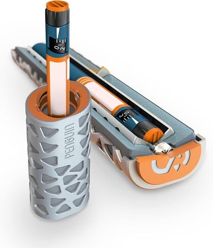 حقيبة سفر Penguin Insulin Cooler - حقيبة تبريد قلم الأنسولين السكري قابلة لإعادة الاستخدام ويمكن التحكم بدرجة حرارتها - تحافظ على برودة الأنسولين في علاج مرض السكري لمدة 24 ساعة. حقيبة حمل من الألومنيوم لقلم مرضى السكري، باللون الذهبي in Kuwait