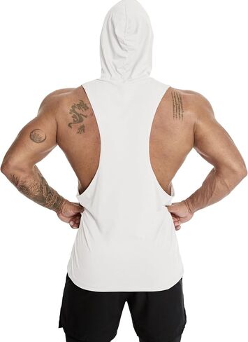 Men's Workout Hooded Tank Tops Sleeveless Gym Hoodie Shirt Bodybuilding Muscle Cut Off T Shirt in Saudi Arabia