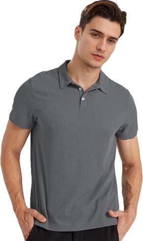 LANDUNSI Cooling Polo Shirts for Men Moisture Wicking Golf Shirts Short Sleeve Dry Athletic Polyester Mesh Shirt in Saudi Arabia