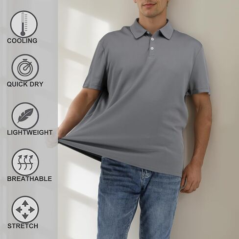LANDUNSI Cooling Polo Shirts for Men Moisture Wicking Golf Shirts Short Sleeve Dry Athletic Polyester Mesh Shirt in Saudi Arabia