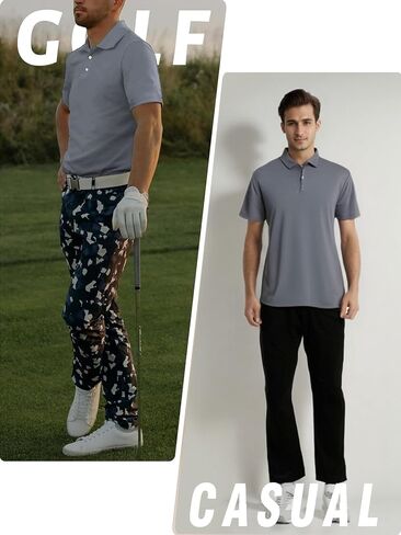 LANDUNSI Cooling Polo Shirts for Men Moisture Wicking Golf Shirts Short Sleeve Dry Athletic Polyester Mesh Shirt in Saudi Arabia