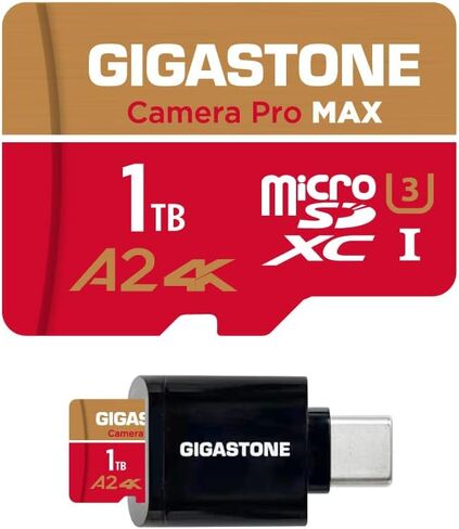 [استعادة بيانات مجانية لمدة 5 سنوات] بطاقة GIGASTONE 1 تيرابايت Micro SD، كاميرا 4K Pro MAX، تسجيل فيديو 4K لـ GoPro، DJI، Drone، R/W حتى 150/140 ميجابايت/ثانية، بطاقة ذاكرة MicroSDXC UHS-I U3 A2 V30، مع محول in Kuwait