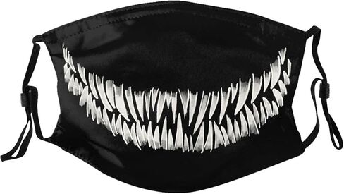 Scary Monster Mouth Teeth Face Mask with 2 Filters Breathable Adjustable Cloth Masks Balaclavas for Men Women in Saudi Arabia