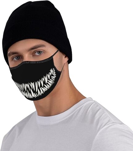 Scary Monster Mouth Teeth Face Mask with 2 Filters Breathable Adjustable Cloth Masks Balaclavas for Men Women in Saudi Arabia
