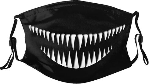 Scary Monster Mouth Teeth Face Mask with 2 Filters Breathable Adjustable Cloth Masks Balaclavas for Men Women in Saudi Arabia