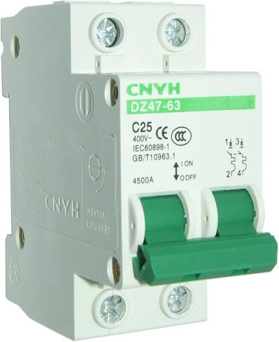 قاطع دائرة مصغر DZ47-63 C20 DIN قاطع دائرة مثبت على السكك الحديدية جهد منخفض 20 أمبير 240/400 فولت 2 قطب، أبيض in Kuwait