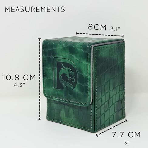 Trading Card Deck Box | Dragon Leather Snakeskin TCG Deck Box Case | Holds Up To 80+ Sleeved Cards | Durable & Lightweight Leather Deck Case | MTG Magic | D&D Dungeons and Dragons (Green) in Saudi Arabia