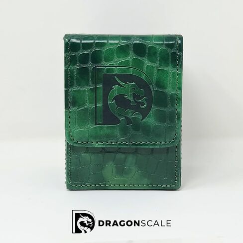Trading Card Deck Box | Dragon Leather Snakeskin TCG Deck Box Case | Holds Up To 80+ Sleeved Cards | Durable & Lightweight Leather Deck Case | MTG Magic | D&D Dungeons and Dragons (Green) in Saudi Arabia