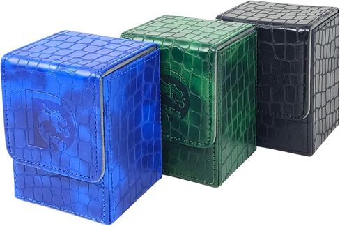 Trading Card Deck Box | Dragon Leather Snakeskin TCG Deck Box Case | Holds Up To 80+ Sleeved Cards | Durable & Lightweight Leather Deck Case | MTG Magic | D&D Dungeons and Dragons (Green) in Saudi Arabia