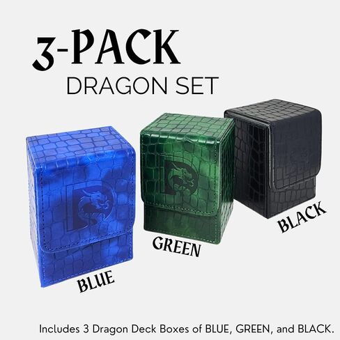 Trading Card Deck Box | Dragon Leather Snakeskin TCG Deck Box Case | Holds Up To 80+ Sleeved Cards | Durable & Lightweight Leather Deck Case | MTG Magic | D&D Dungeons and Dragons (Green) in Saudi Arabia