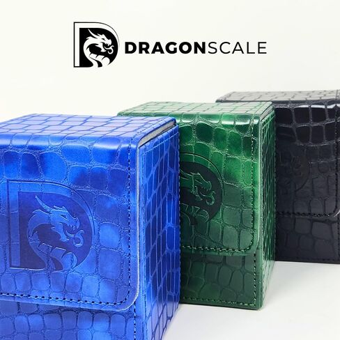 Trading Card Deck Box | Dragon Leather Snakeskin TCG Deck Box Case | Holds Up To 80+ Sleeved Cards | Durable & Lightweight Leather Deck Case | MTG Magic | D&D Dungeons and Dragons (Green) in Saudi Arabia
