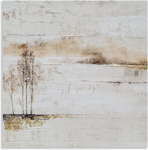 لوحة فنية جدارية من قماش الغابات التجريدية من GALLERIEWLA مع رقائق ذهبية - لوحة شجرة مرسومة يدويًا - عمل فني حديث للمناظر الطبيعية لغرفة المعيشة وغرفة النوم والحمام in Kuwait