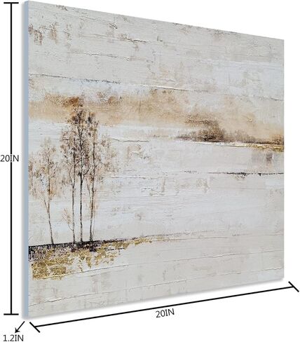 لوحة فنية جدارية من قماش الغابات التجريدية من GALLERIEWLA مع رقائق ذهبية - لوحة شجرة مرسومة يدويًا - عمل فني حديث للمناظر الطبيعية لغرفة المعيشة وغرفة النوم والحمام in Kuwait